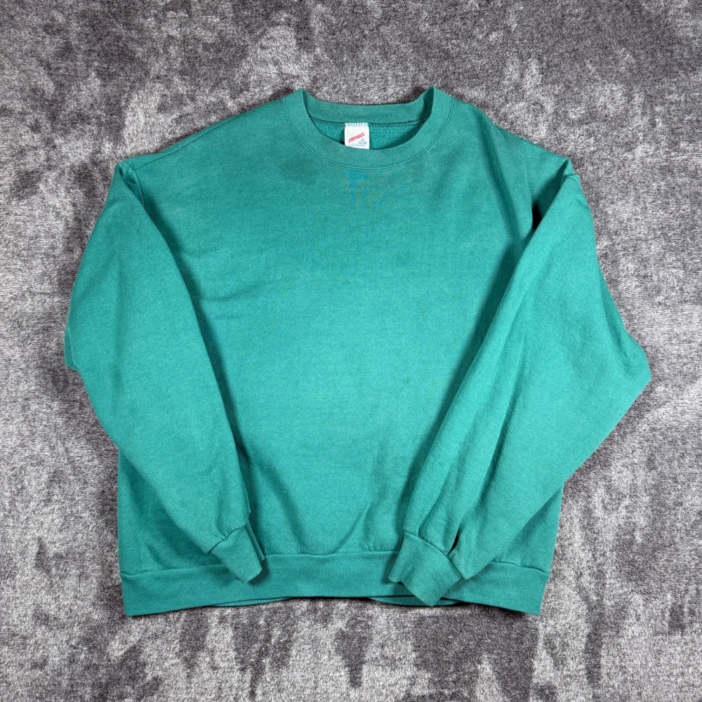 Vintage Jerzees Sweatshirt 2XL Teal Green Blank Crewneck Made in USA 90s Mens